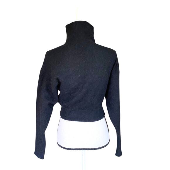 Wilfred Lorin Sweater Funnel Neck Long Dolman Sleeves Sz S Black Balletcore - Picture 5 of 13